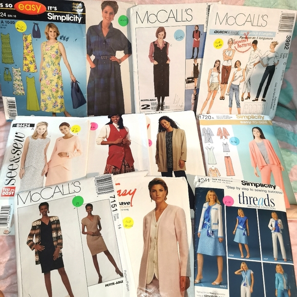 🪡Lot 11 Sewing Patterns Misses/Women 90s 2000s Fashion, Petite-able, size 8-16 - Picture 1 of 13